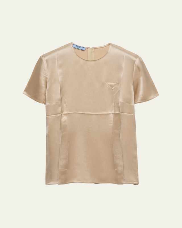 Short Sleeve Satin Crepe Top